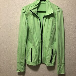 lorna jane jacket large green l neon active workout gym fit 16" bust tt